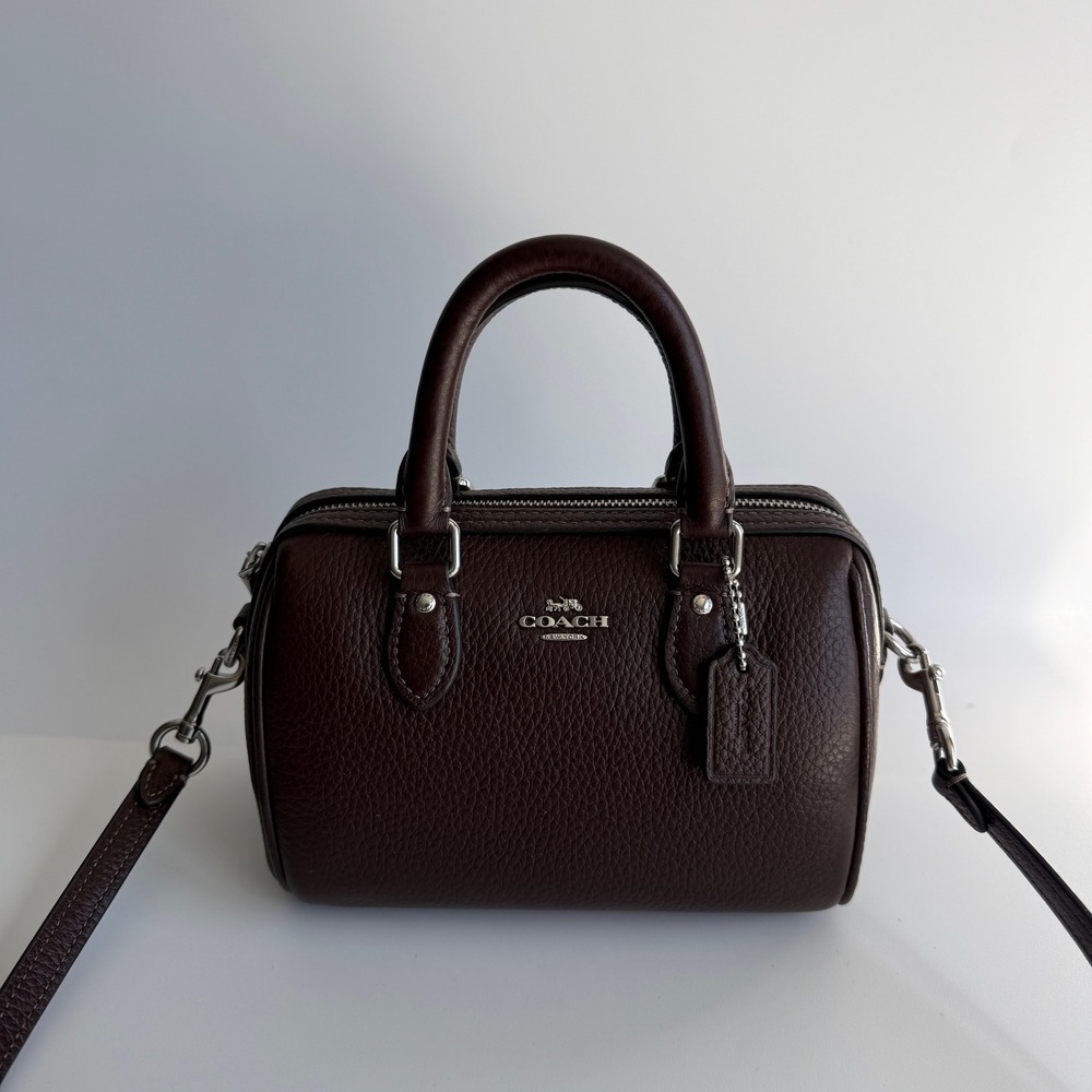 Coach Mini Rowan Satchel Maple Pebble Leather Crossbody Bag CW328
